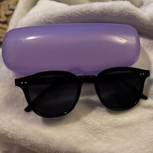 Black Sunglasses with Purple Case